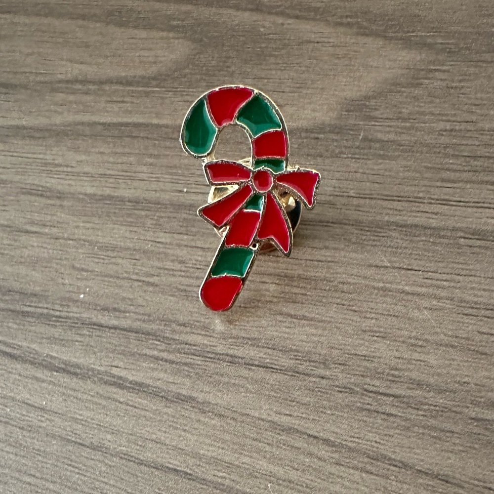 Christmas Candy Cane Enamel Lapel Pin